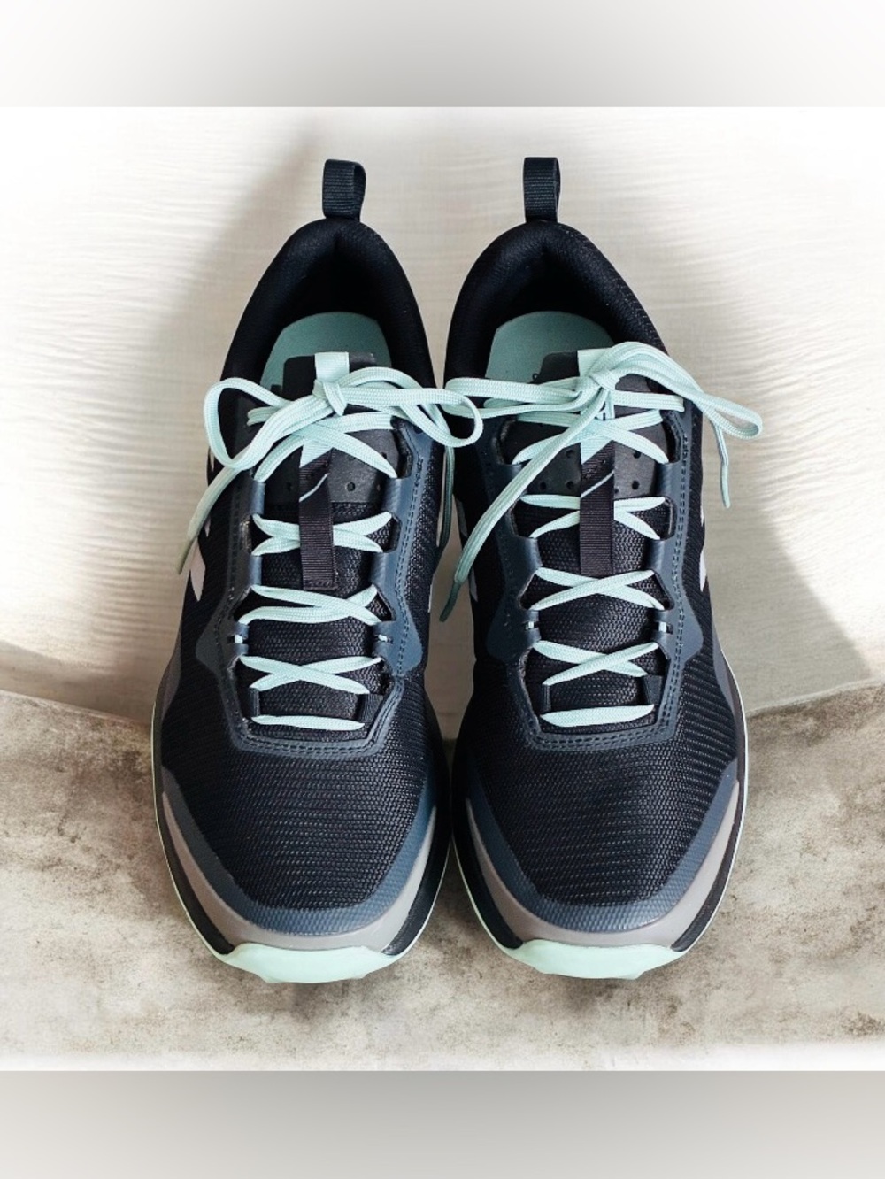 Women’s Black and Ash Green Low- Top Athletic Sneakers